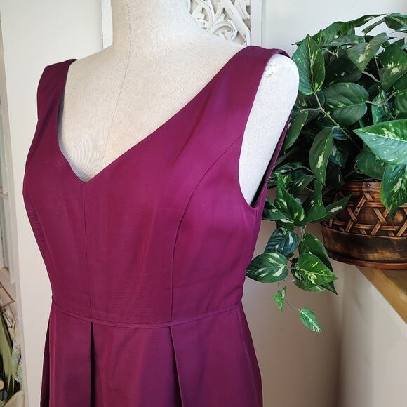 J.Crew Burgundy 'Kami' V-Neck Fit & Flare Dress Classic Faille Size 10 - Picture 14 of 14